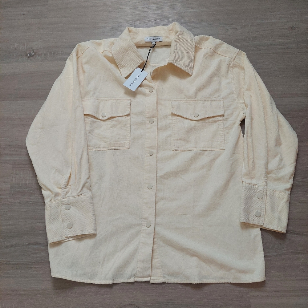 WeWoreWhat Pale Yellow Cordoroy Oversized Shirt Size M/L